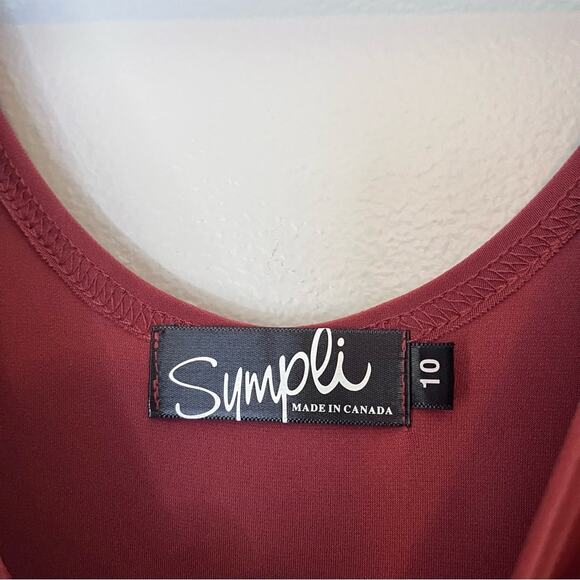 Sympli Draped Hem Asymmetric Knee Length Ruched Jersey Tank Dress Red Size 10 - Picture 4 of 8